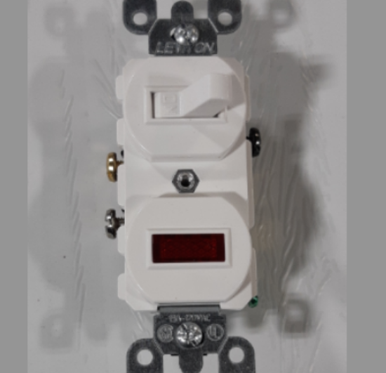 Image sur Interrupteur unipolaire blanc avec lampe témoin. 0801-00001